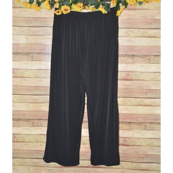 Midnight Velvet Ladies Black Velvet Pull On Palazzo Pants Size XL Elastic Waist - Picture 3 of 7